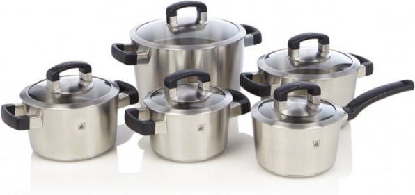 BK Conical Cool Pannenset Met Glazen Deksels 5 delig