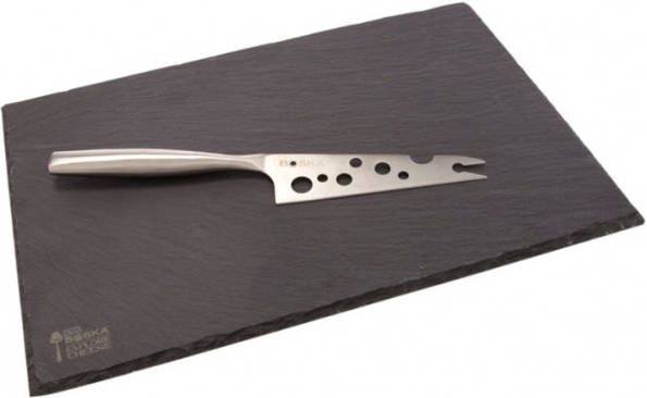 Boska Kaasset Leisteen L Kaasplank Met Mesjes Zwart/zilver 33 Cm