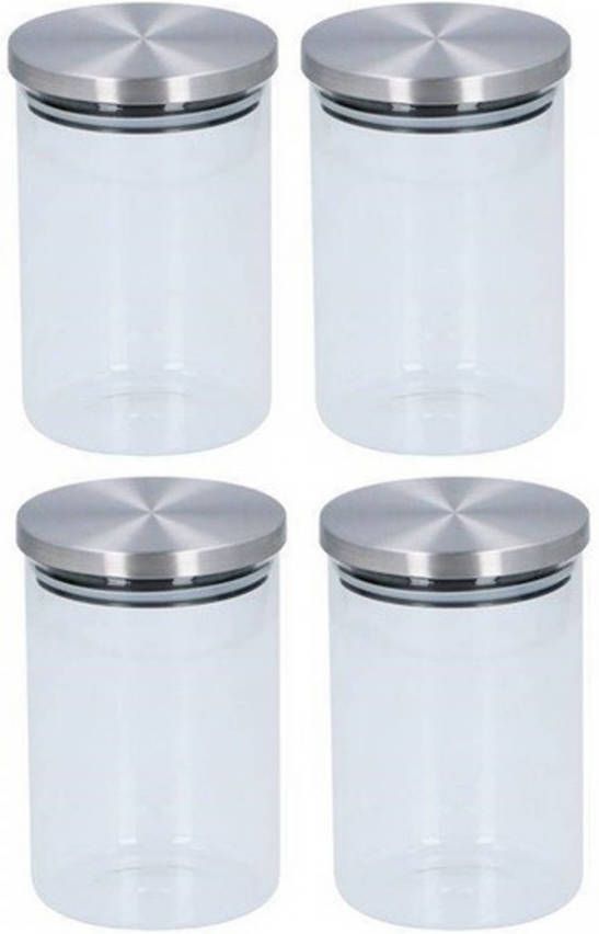 alpina 4x Glazen Voorraadpot/Snoeppot 800 Ml Voorraadpot