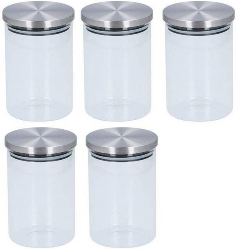 alpina 5x Glazen Voorraadpot/Snoeppot 800 Ml Voorraadpot