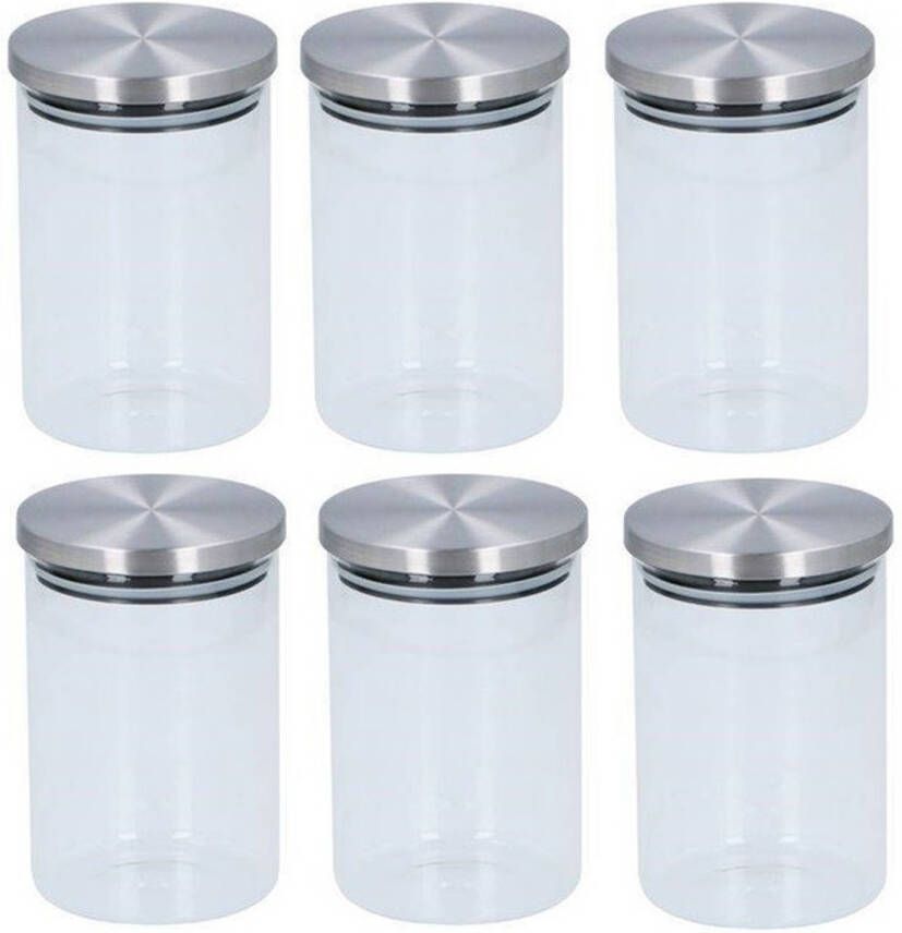 alpina 6x Glazen Voorraadpot/Snoeppot 800 Ml Voorraadpot