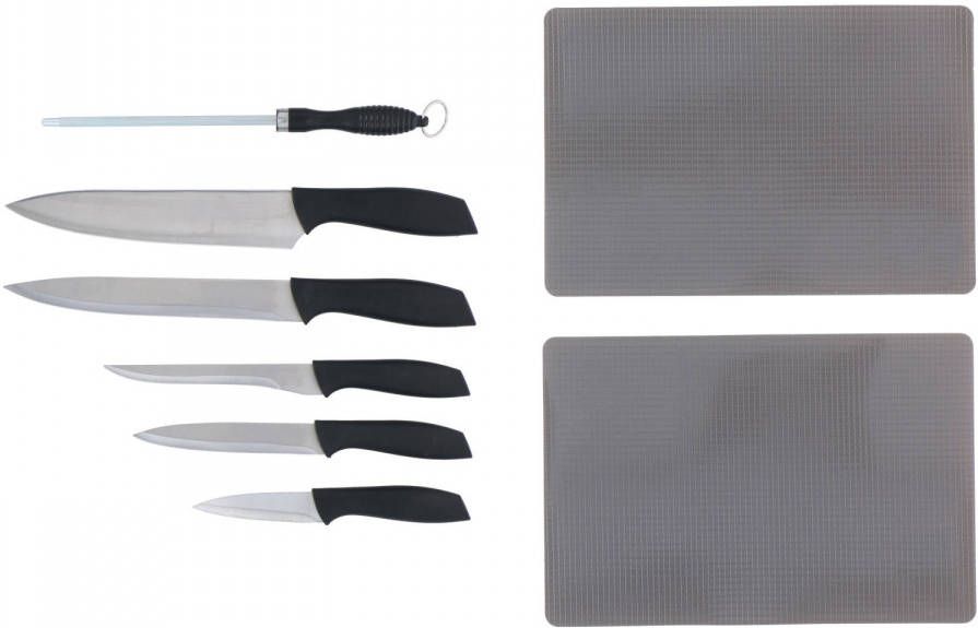 alpina Messenset 8 Stuks Koksmes, Snijmes, Uitbeenmes, Universeel Mes En Schilmes Messenslijper Snijplanken
