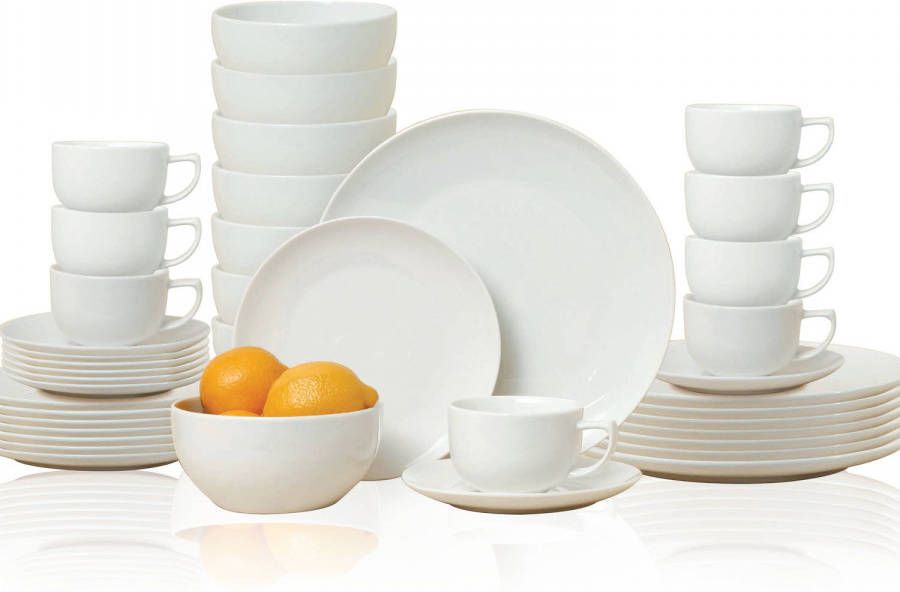 alpina Servies Keramiek Vaatwasser En Magnetronbestendig 8 persoons Wit