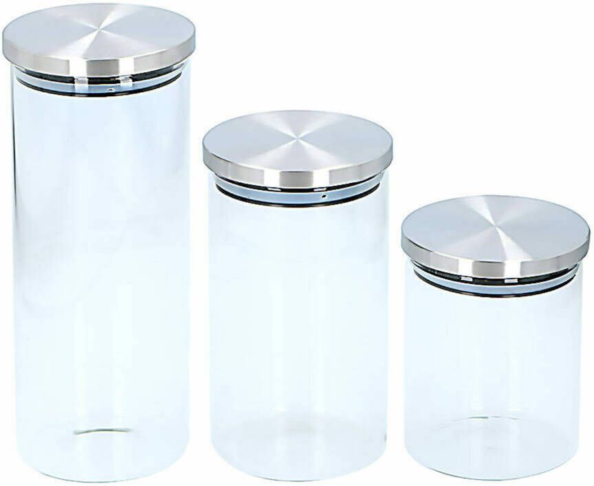 alpina Set Van 3x Stuks Glazen Voorraadpot Ten/Snoeppotten Voorraadpot