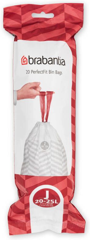Brabantia Perfectfit Afvalzak Met Trekbandsluiting Code J, 20 25 Liter, 20 Stuks/rol White