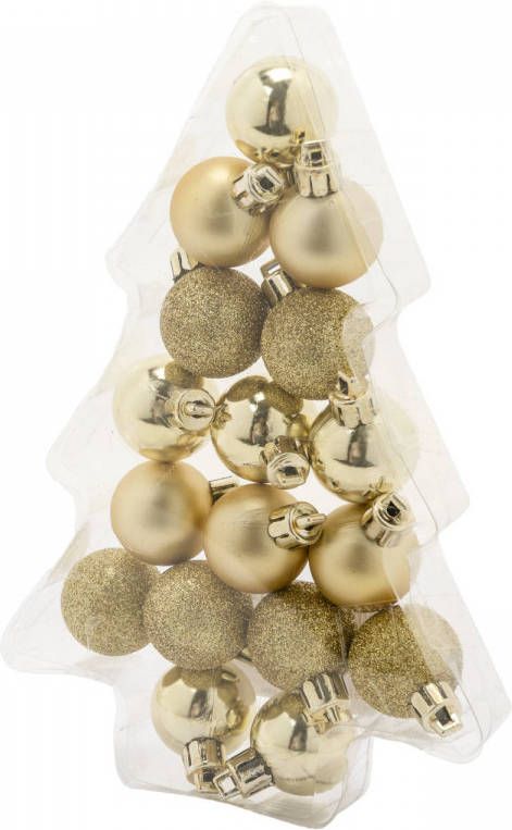 Cosy & Trendy 17x Stuks Kleine Kunststof Kerstballen Goud 3 Cm Mat/glans/glitter Kerstbal