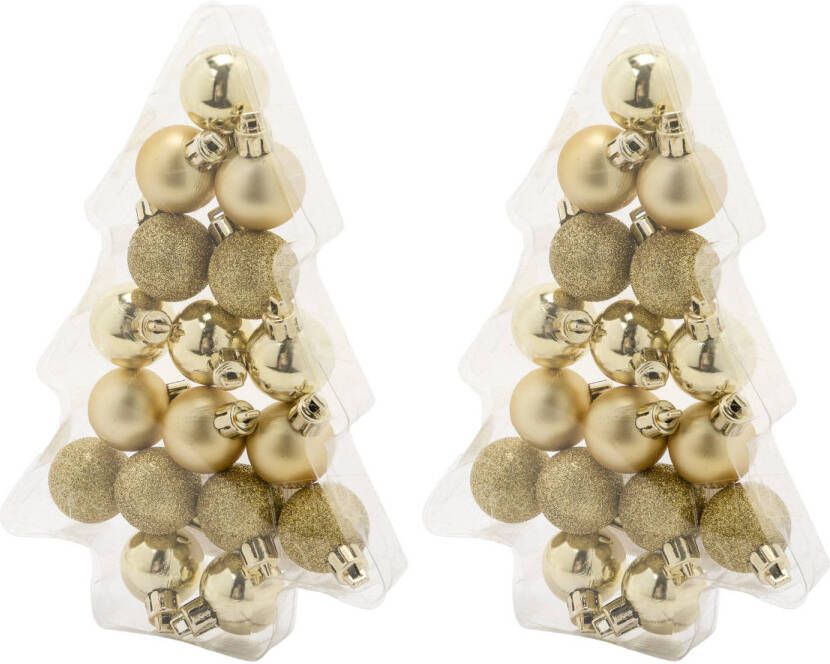 Cosy & Trendy 34x Stuks Kleine Kunststof Kerstballen Goud 3 Cm Mat/glans/glitter Kerstbal