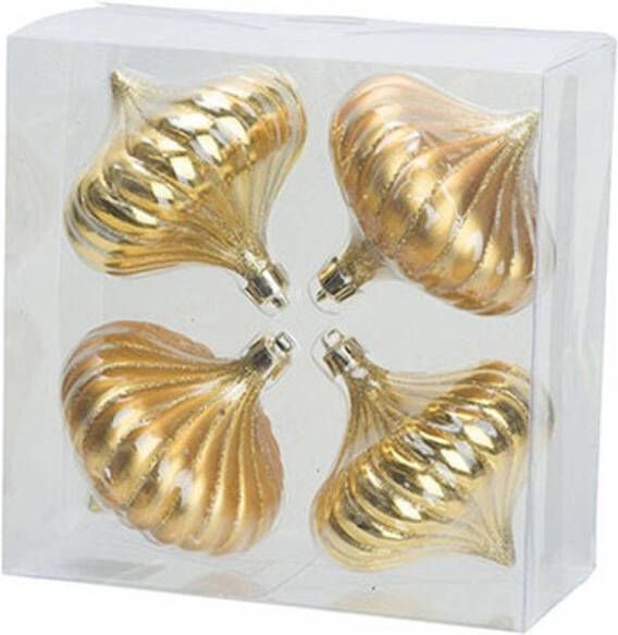 Cosy & Trendy 4x Gouden Tol Kerstballen 10 Cm Kunststof Kerstversiering Kerstbal