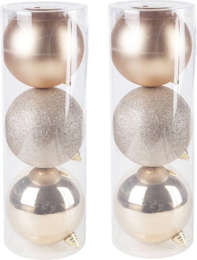 Cosy & Trendy 6x Grote Kunststof Kerstballen Goud 15 Cm Mat/glans/glitter Kerstbal