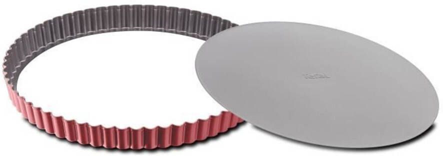 De Buyer Tefal Delibake Taartplaat In Staal Ø 30 Cm Rood En Grijs Verwijderbare Bodem