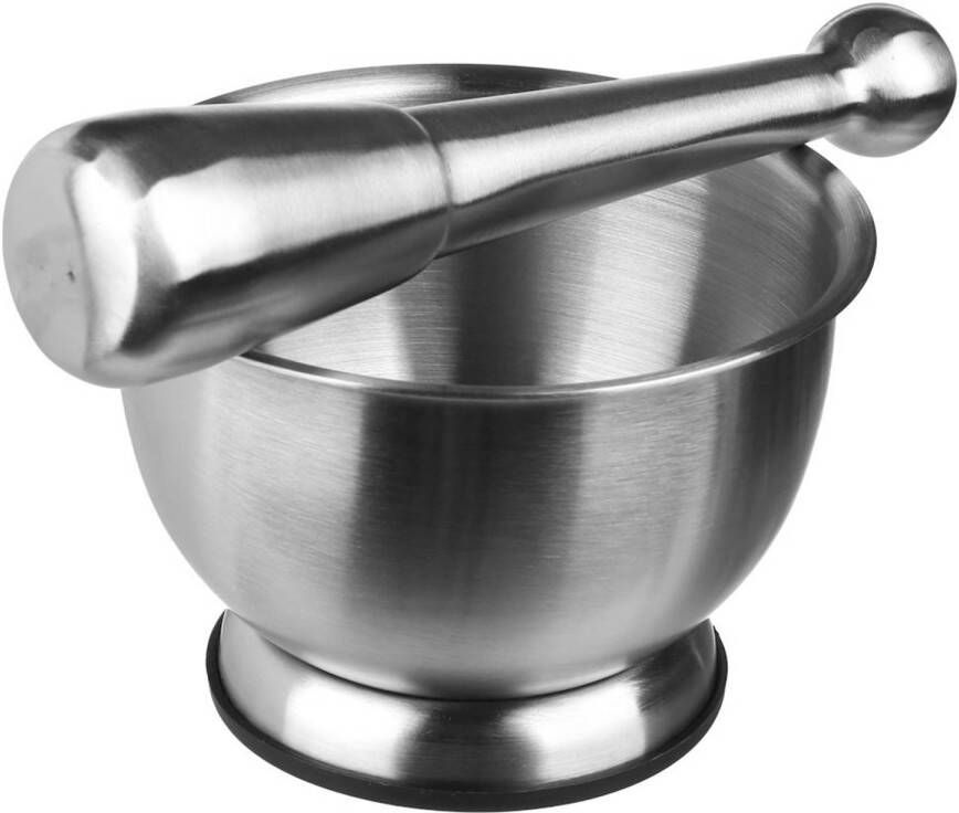 Decopatent ® Vijzel Met Stamper Van Rvs Metaal Ø 12 Cm Fijnstampen En