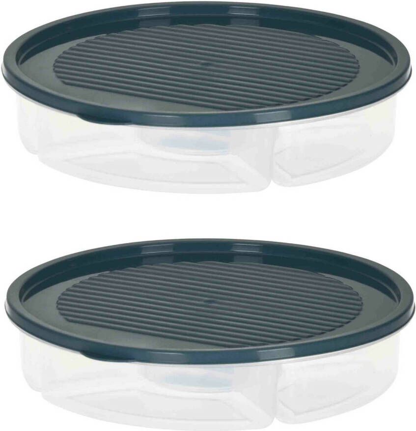 Excellent Houseware 2x Stuks Vershoudbakje/bewaarbakje Luchtdicht 5 Vakjes Grijs Kunststof 2 Liter Vershoudbakjes