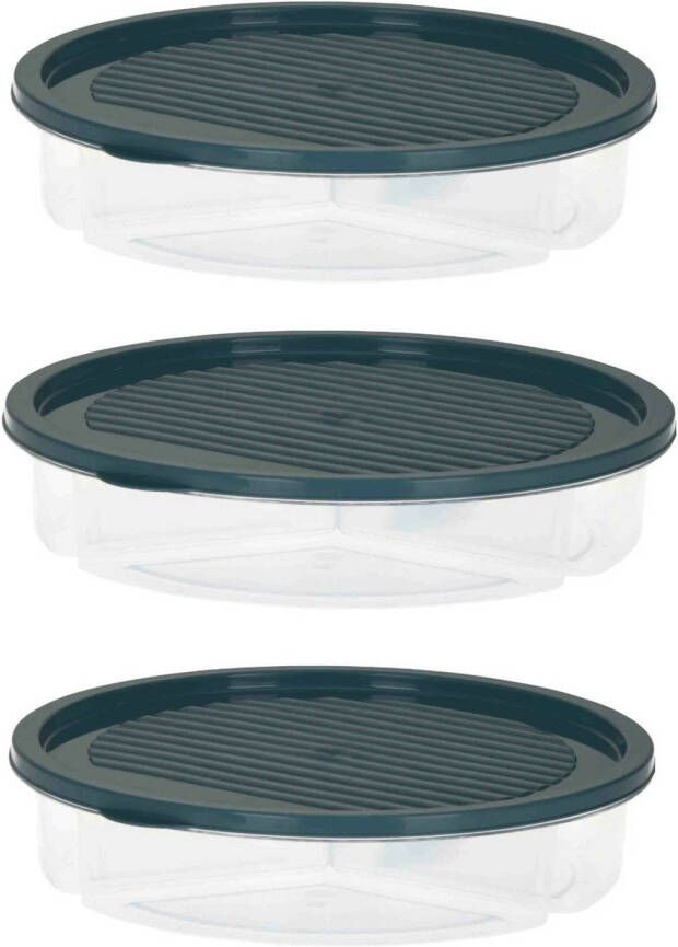 Excellent Houseware 3x Stuks Vershoudbakje/bewaarbakje Luchtdicht 3 Vakjes Grijs Kunststof 1, 2 Liter Vershoudbakjes