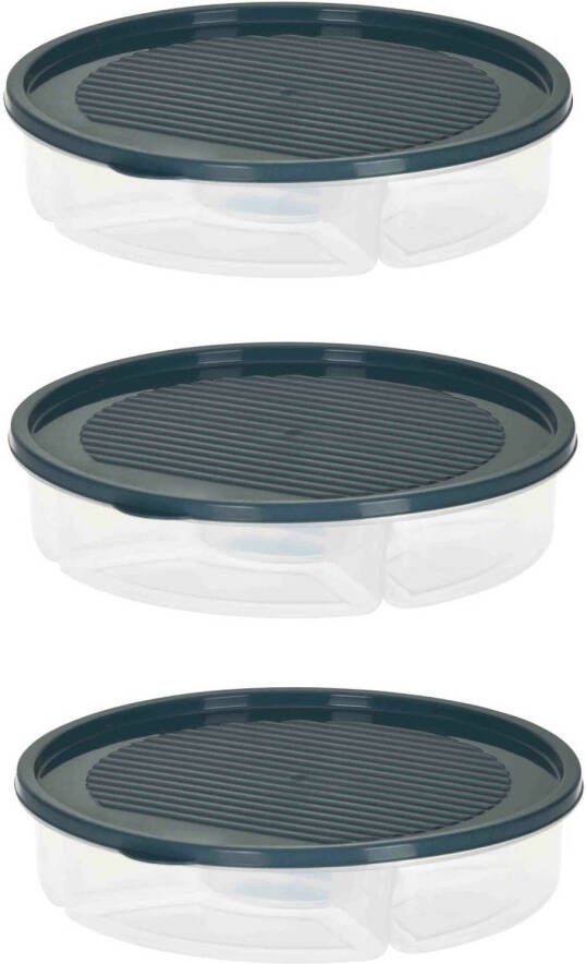 Excellent Houseware 3x Stuks Vershoudbakje/bewaarbakje Luchtdicht 5 Vakjes Grijs Kunststof 2 Liter Vershoudbakjes