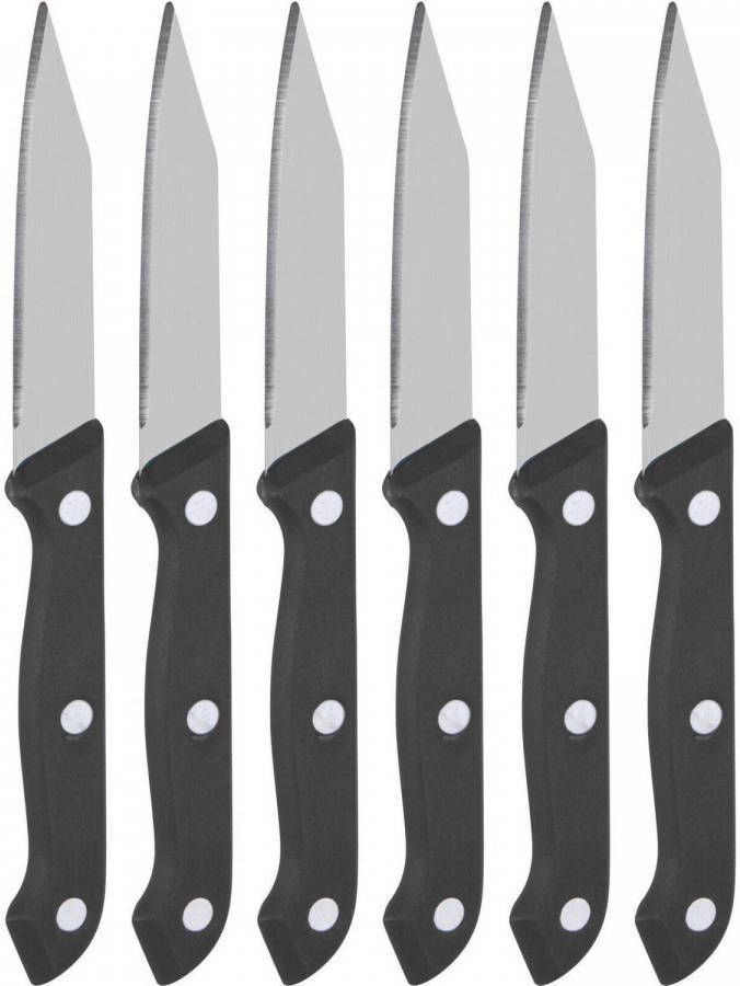 Excellent Houseware 6x Keukenmesjes/schilmesjes Rvs Met Antraciet Kunststof Handvat Schilmessen