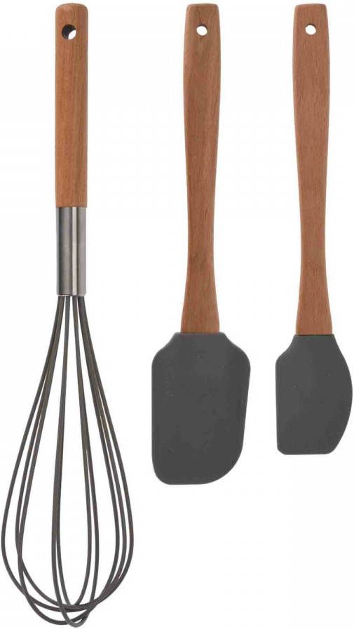 Excellent Houseware Beslag Spatelset 3 delig Beukenhout 32, 5 Cm Keukenspatels