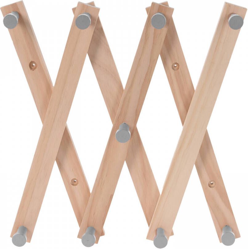 Excellent Houseware Kinderkamer Deurhanger/kapstok Verstelbaar 9 Grijze Haakjes Hout 60 X 12 Cm Kapstokken