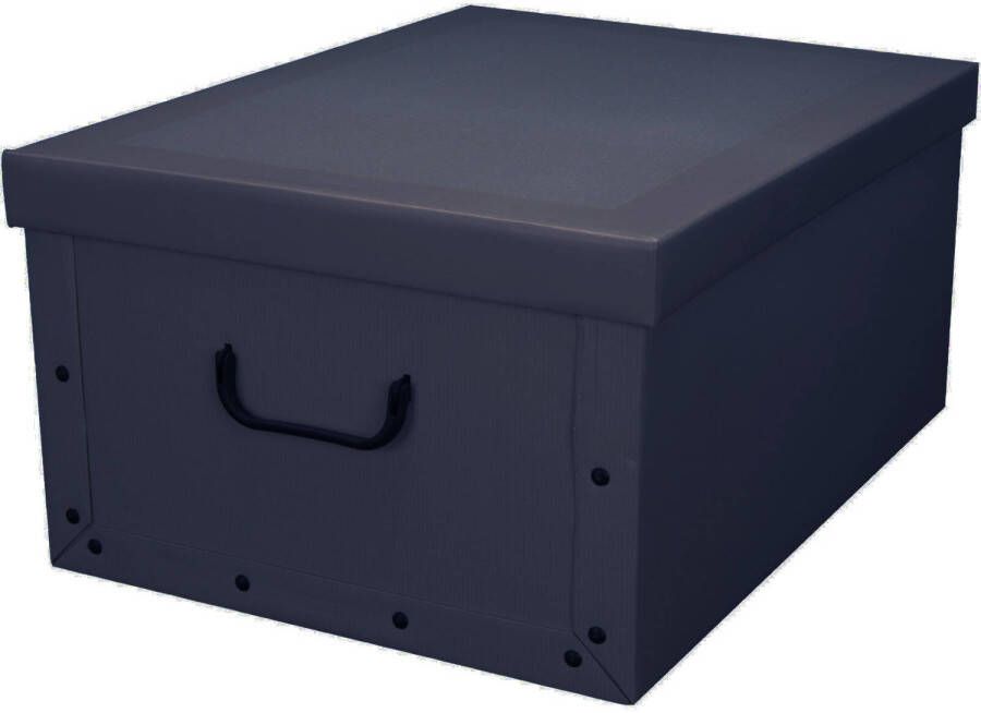 Excellent Houseware Opbergbox/opbergdoos Van Karton Blauw 51 X 37 X 24 Cm Met Deksel Opbergbox