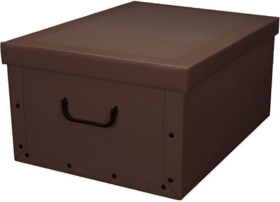 Excellent Houseware Opbergbox/opbergdoos Van Karton Donkerbruin 51 X 37 X 24 Cm Met Deksel Opbergbox
