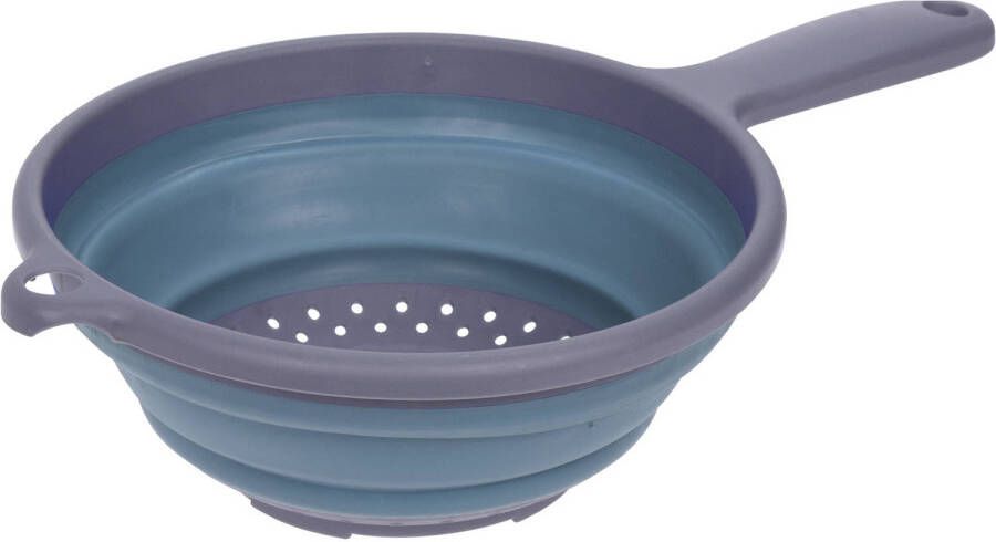 Excellent Houseware Opvouwbaar Vergiet Blauw 23 Cm Met Handvat Vergieten