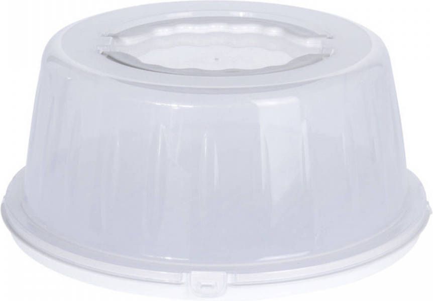 Excellent Houseware Ronde Taart/gebak Bewaardoos Transparant 32 X 14.5 Cm Met Witte Bodem Taartplateaus