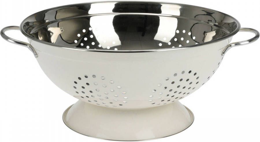 Excellent Houseware Rvs Keuken Vergiet/zeef Met Handgreep Wit 34 X 29 X 13 Cm Vergieten