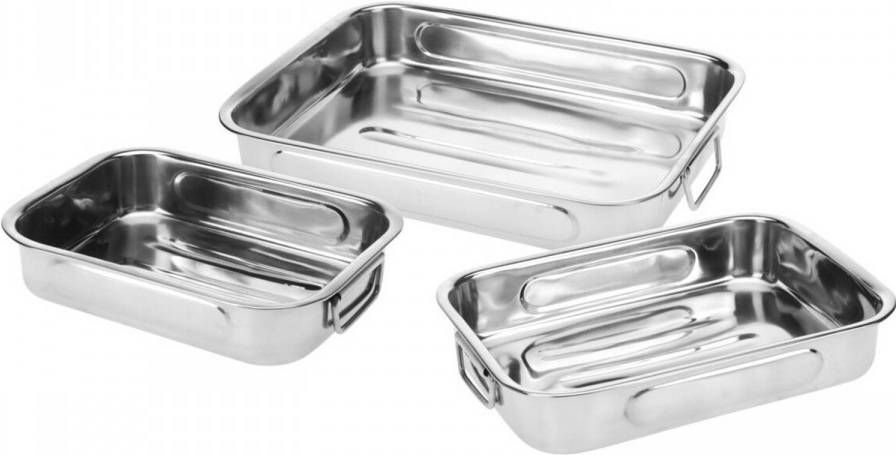 Excellent Houseware Set Van 3x Stuks Rvs Braadsledes/ovenschalen Braadsleses
