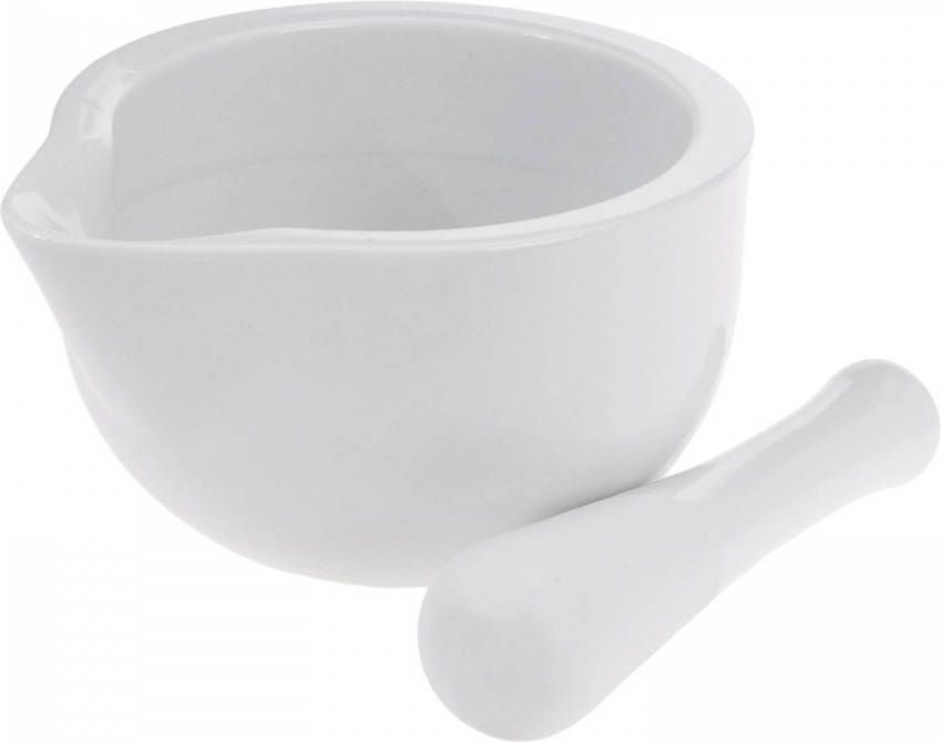 Excellent Houseware Witte Vijzel Met Stamper Van Porselein 11 X 10 Cm Vijzel En Mortier