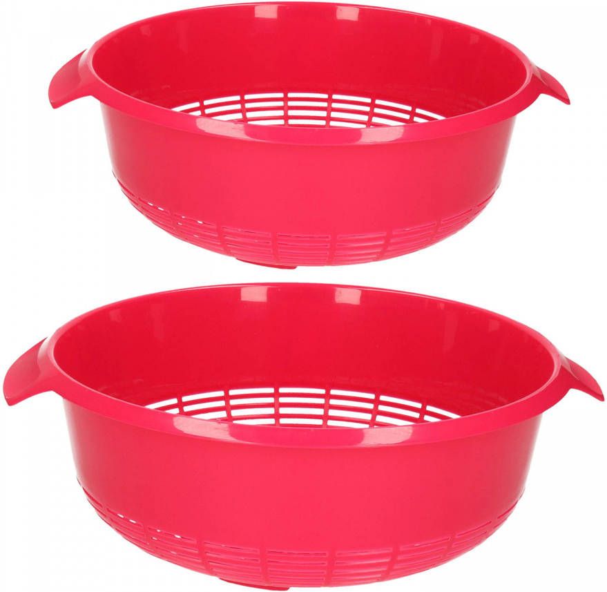 Forte Plastics Kunststof Keuken Vergieten 2x Combiset Roze 27 X 10 Cm En 23 X 9 Cm Vergieten