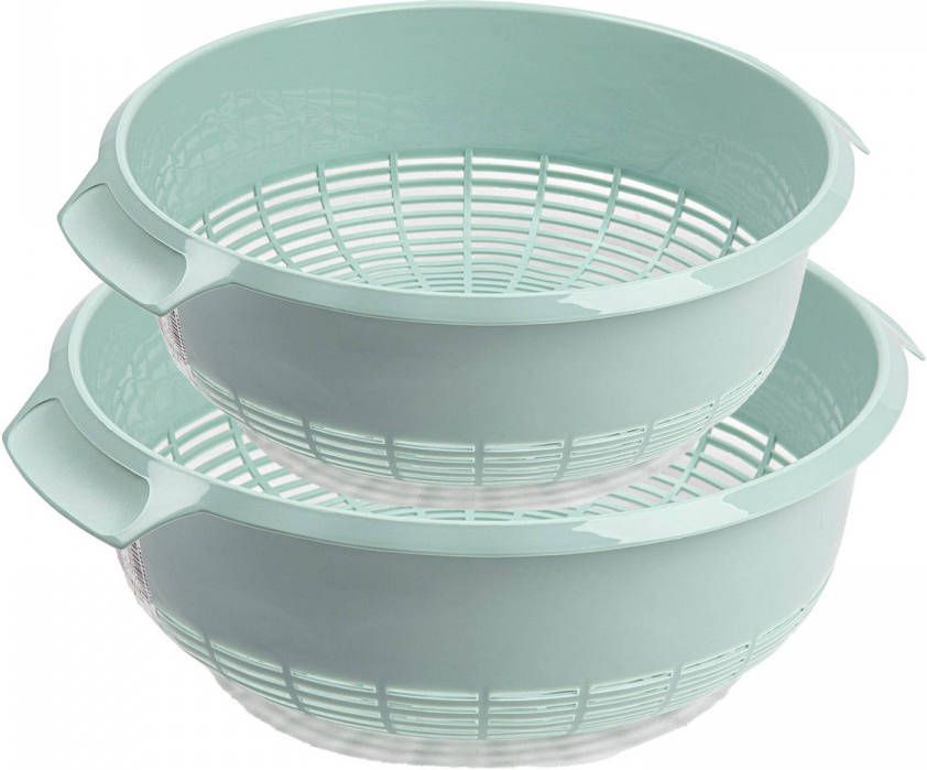 Forte Plastics Kunststof Keuken Vergieten Combiset Mintgroen 27 X 10 Cm En 23 X 9 Cm Vergieten
