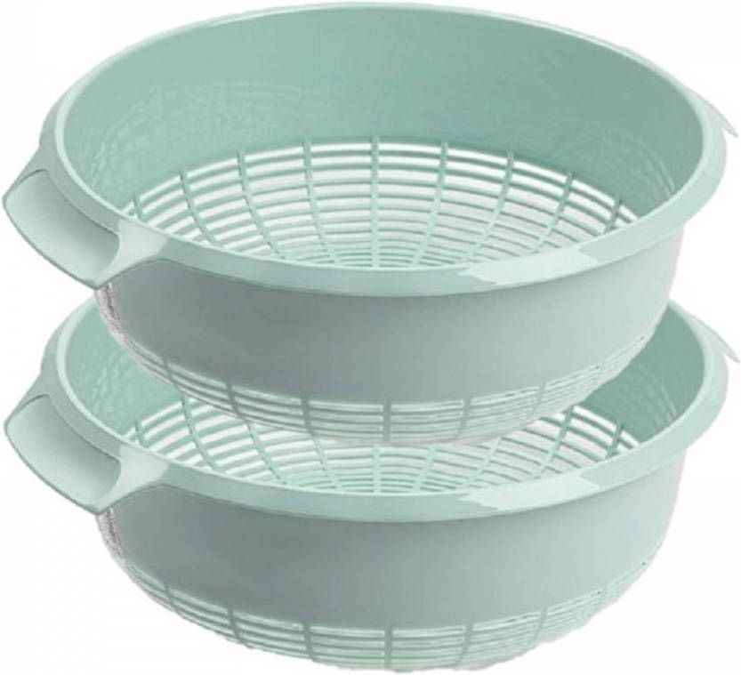 Forte Plastics Set Van 2x Stuks Kunststof Keuken Vergiet Van 27 X 10 Cm Mintgroen Vergieten