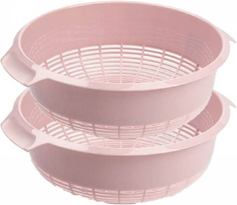 Forte Plastics Set Van 2x Stuks Kunststof Keuken Vergiet Van 27 X 10 Cm Oud Roze Vergieten