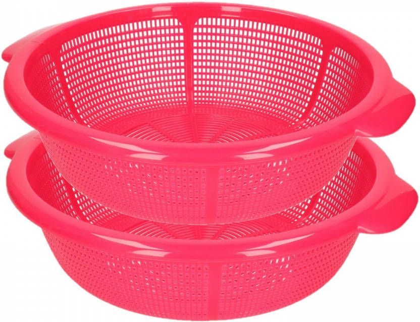 Forte Plastics Set Van 2x Stuks Kunststof Keuken Vergiet Van 31 X 9.5 Cm Fuchsia Roze Vergieten