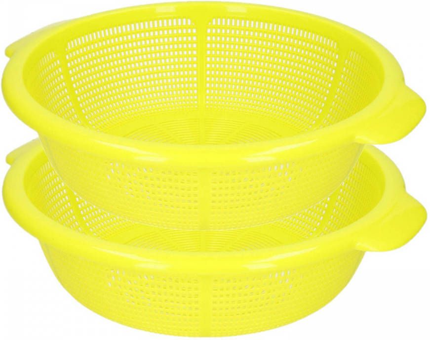 Forte Plastics Set Van 2x Stuks Kunststof Keuken Vergiet Van 31 X 9.5 Cm Groen Vergieten