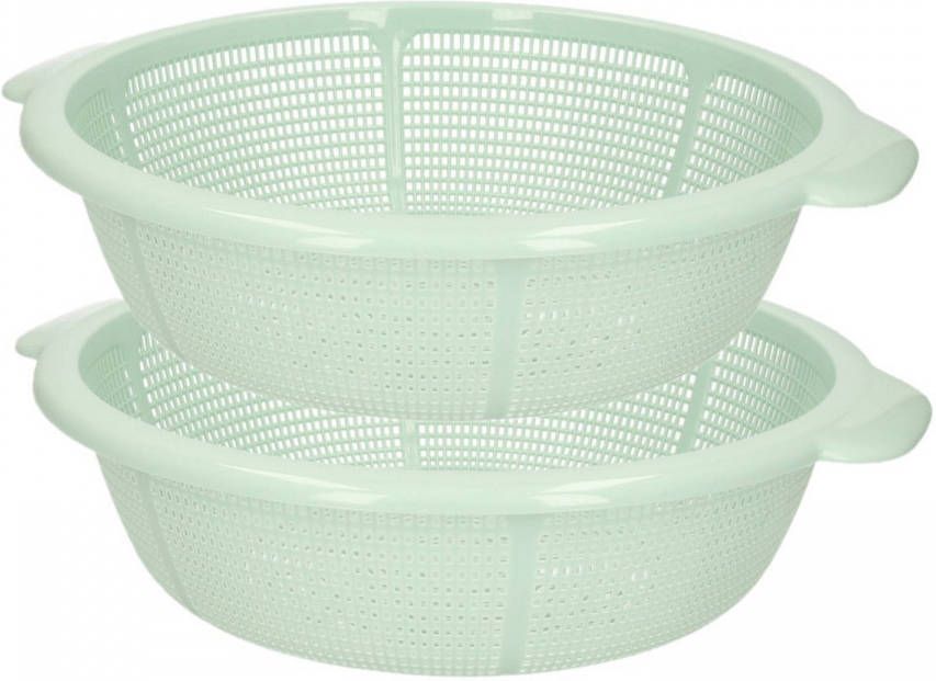 Forte Plastics Set Van 2x Stuks Kunststof Keuken Vergiet Van 31 X 9.5 Cm Mintgroen Vergieten