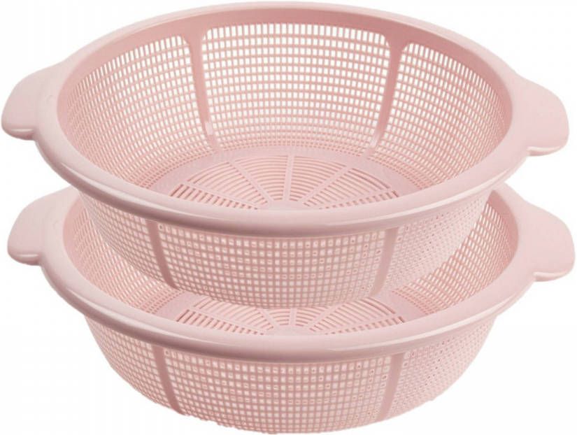 Forte Plastics Set Van 2x Stuks Kunststof Keuken Vergiet Van 31 X 9.5 Cm Roze Vergieten