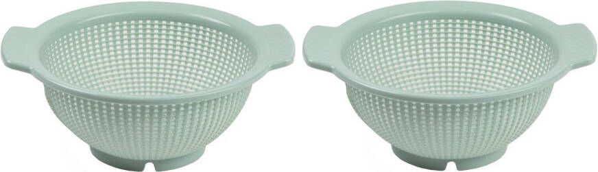 Forte Plastics Set Van 2x Stuks Kunststof Vergieten Mintgroen 27 X 24 X 10 Cm Vergieten