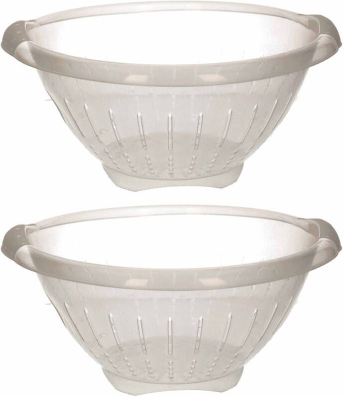 Hega Hogar 2x Stuks Witte Kunststof Vergiet/zeef 30 X 14 Cm Met Rand Vergieten