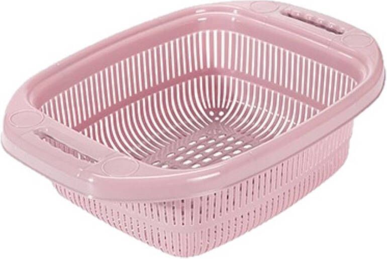 Hega Hogar Kunststof Keuken Vergiet/zeef In Het Roze 39 X 27 X 12 Cm Met Rand Vergieten