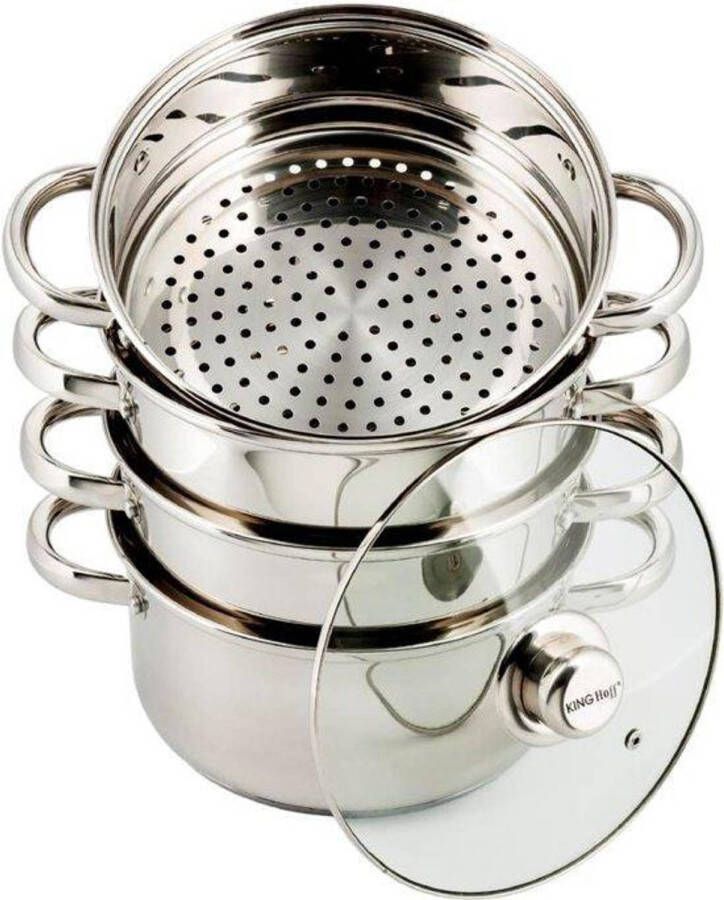 KINGHOFF 3317 Stoompan Ø18 Cm 5 Delig Rvs Alle Warmtebronnen