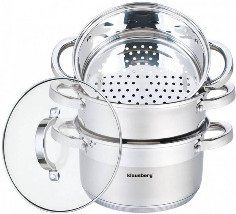 Klausberg 7142 Stoompan 4 Delig 22cm Rvs Alle Warmtebronnen