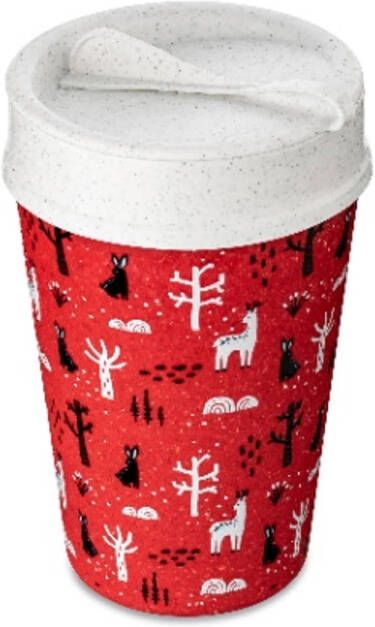 Koziol Dubbelwandige Koffiebeker Met Deksel, 0.4 L, Organic, Winter Forrest Iso To Go