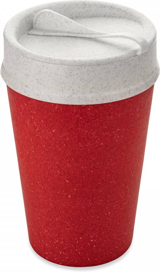 Koziol Dubbelwandige Koffiebeker met Deksel, 0.4 L, Organic, Rood