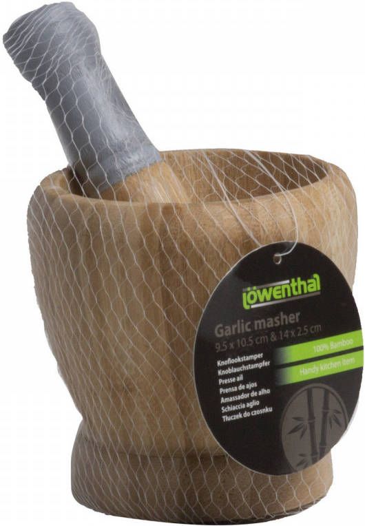 Lowenthal Bamboe Houten Vijzel Met Stamper D10 X H11 Cm Vijzel En Mortier