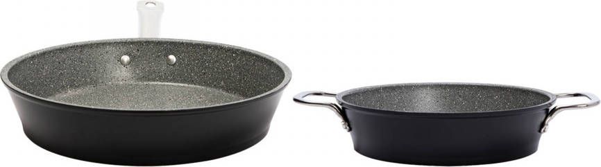 Serenk Excelence 2 delige Granieten Pannenset, Granieten Pan, Serveerpan, Antiaanbaklaag