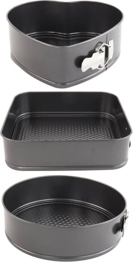 Orange85 Bakvorm 3 Stuks Rond Vierkant Hart Springvorm Taartvorm Cakevorm Aluminium