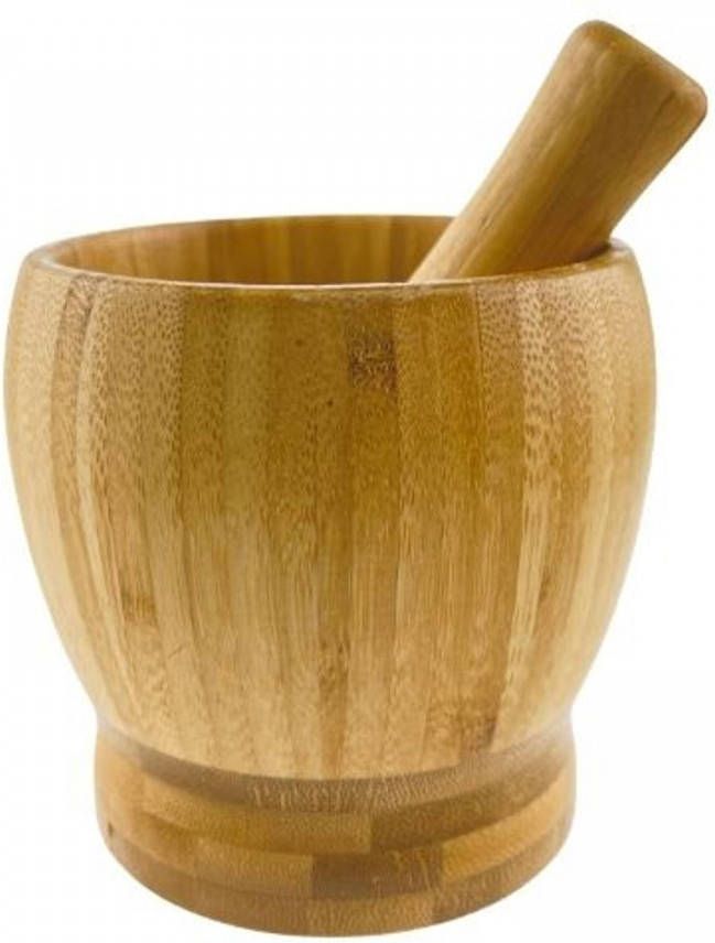 Orange85 Vijzel Met Stamper Bruin 10x10x11.5 Cm Bamboe