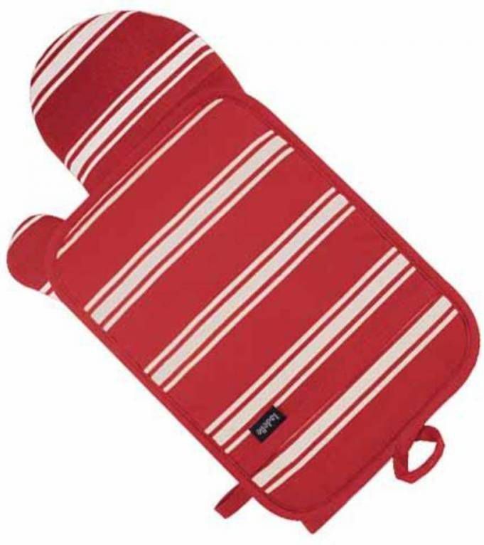 Ladelle Ovenhandschoen En Pannenlap Butcher Stripe Rood