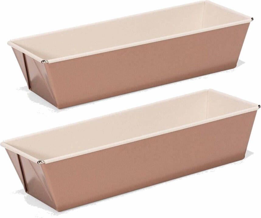 Patisse Set Van 2x Rechthoekige Rose Gouden Bakvormen Voor Cake 25 En 30 Cm Cakevormen