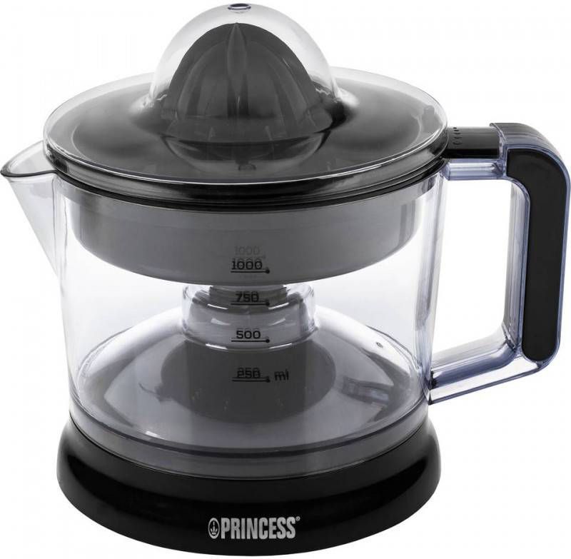 Princess 201004 Elektrische Citruspers 25W 1L Zwart/Transparant